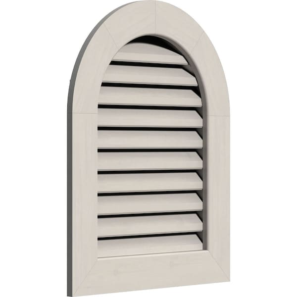 Round Top Gable Vent Functional, Western Red Cedar Gable Vent W/1 X 4 Flat Trim Frame, 12W X 14H